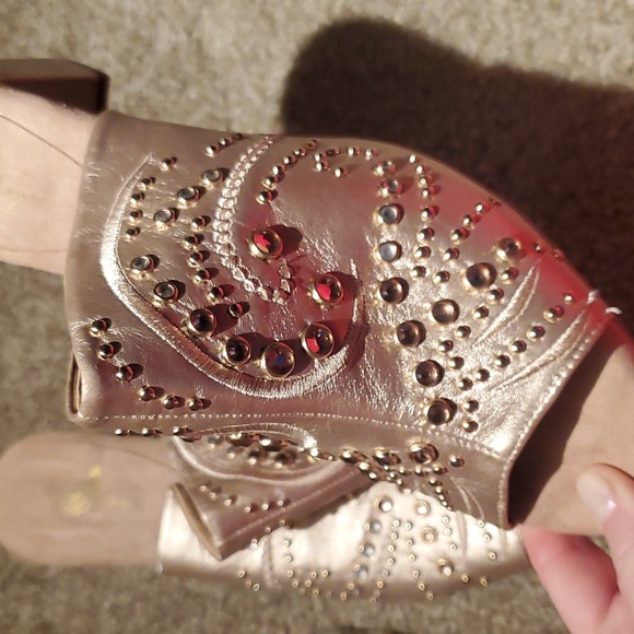 Gently loved! Joan Boyce bejeweled heeled mule sandals - Picture 4 of 6